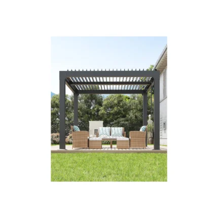 Louvered Pergola with Adjustable Roof, Reinforced Aluminum Frame & Integrated Drainage System for Patio